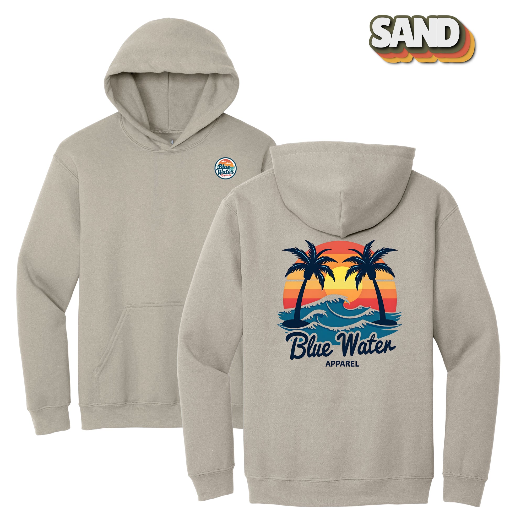 flat lay sand vintage sunset hoodie by blue water apparel