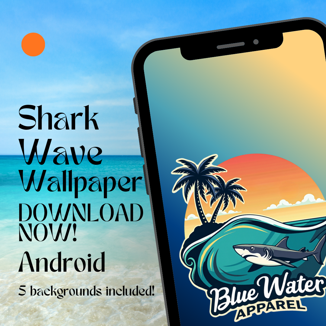 shark wave android wallpaper mockup with beach background by blue water apparel