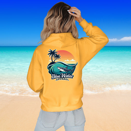 Vintage Graphic Hoodie - Shark Wave by Blue Water Apparel