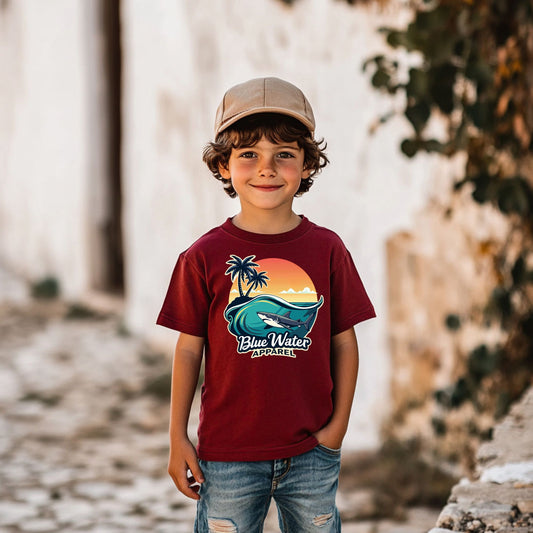 Vintage Graphic Kid's Tee - Shark Wave by Blue Water Apparel