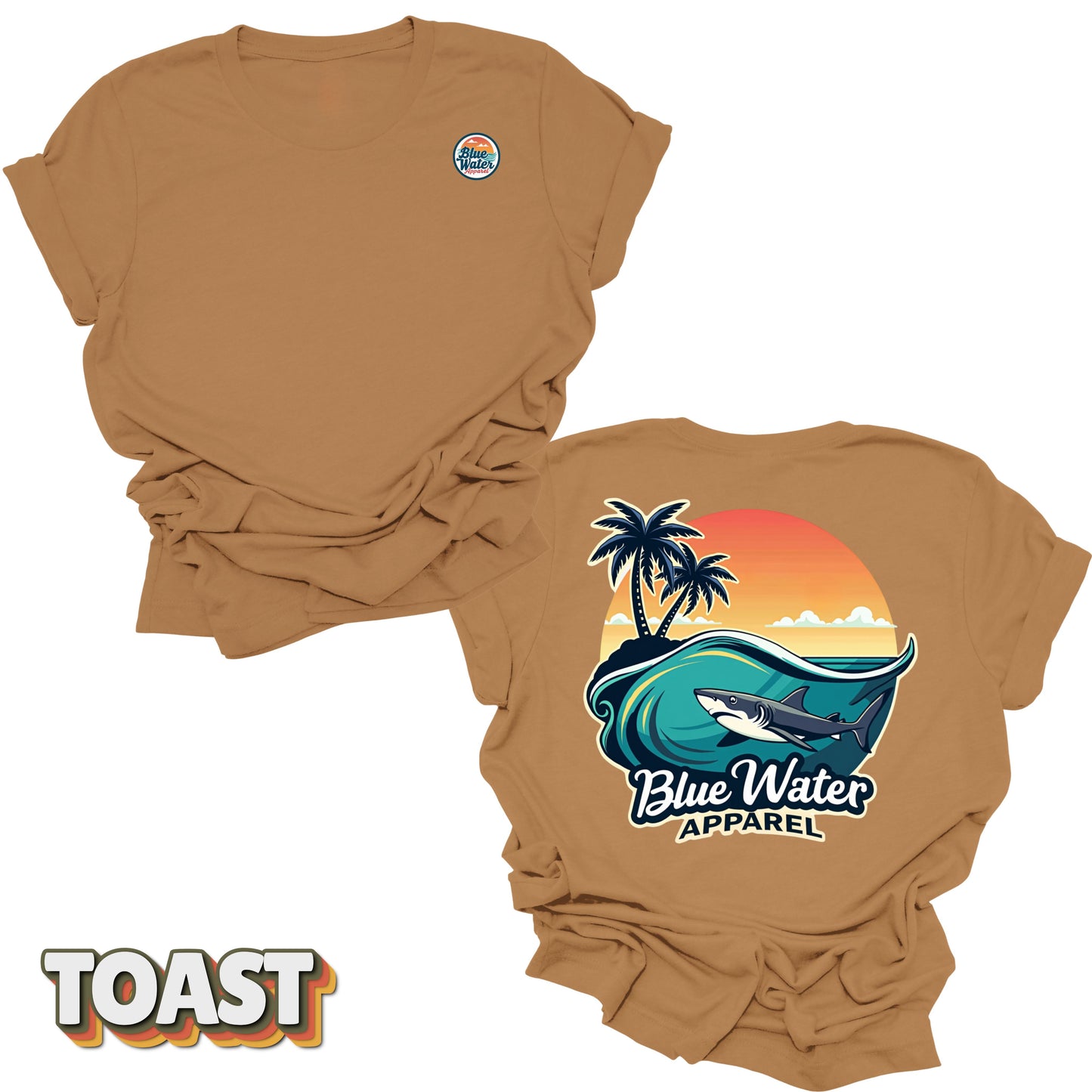 back graphic toast shark wave tee by blue water apparel