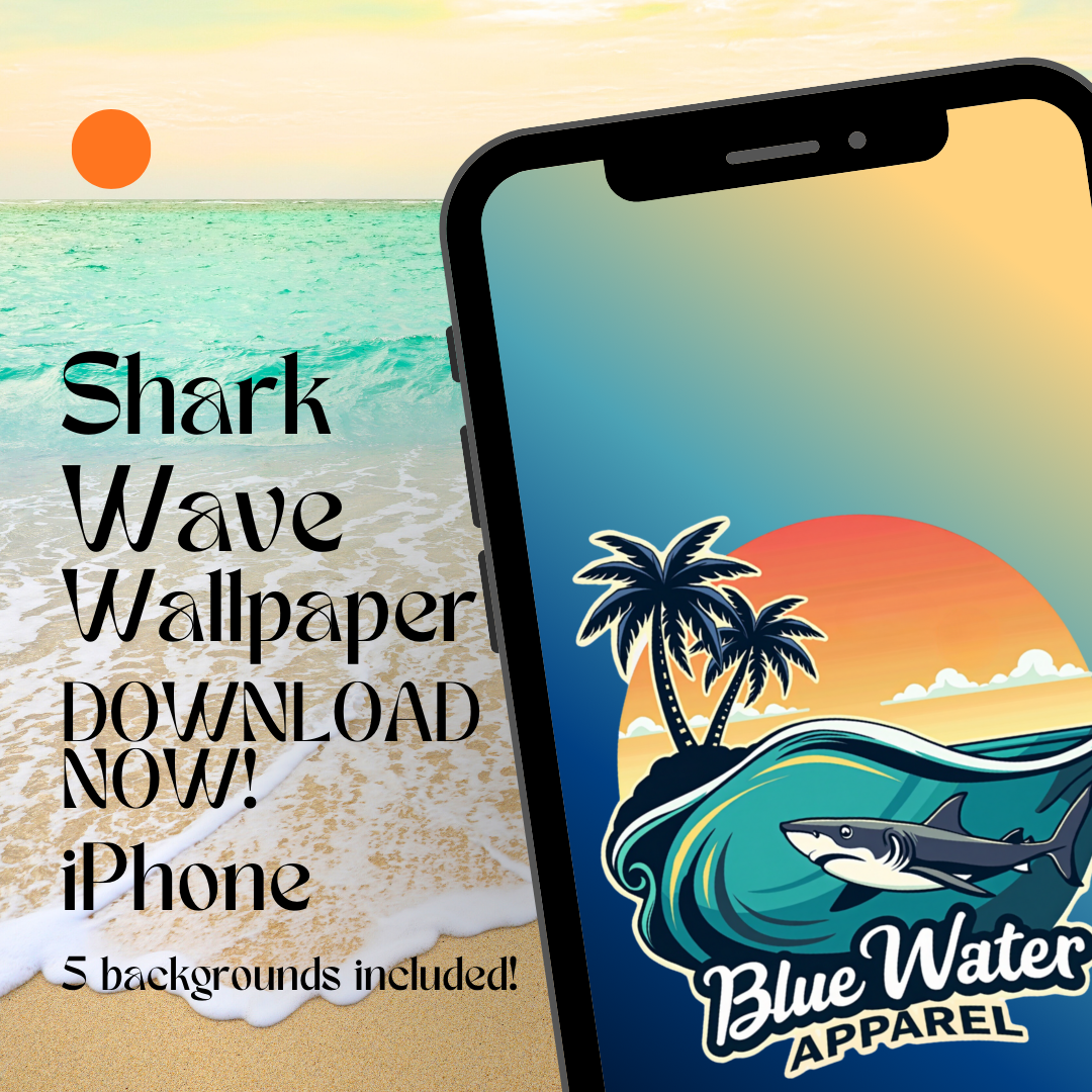 shark wave iphone wallpaper mockup with beach background by blue water apparel