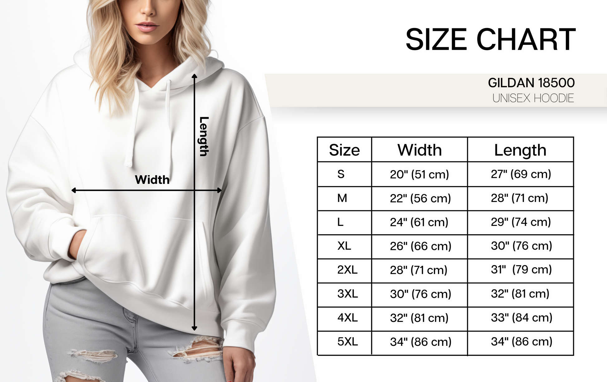 size chart for women unisex gildan 18500 hoodie