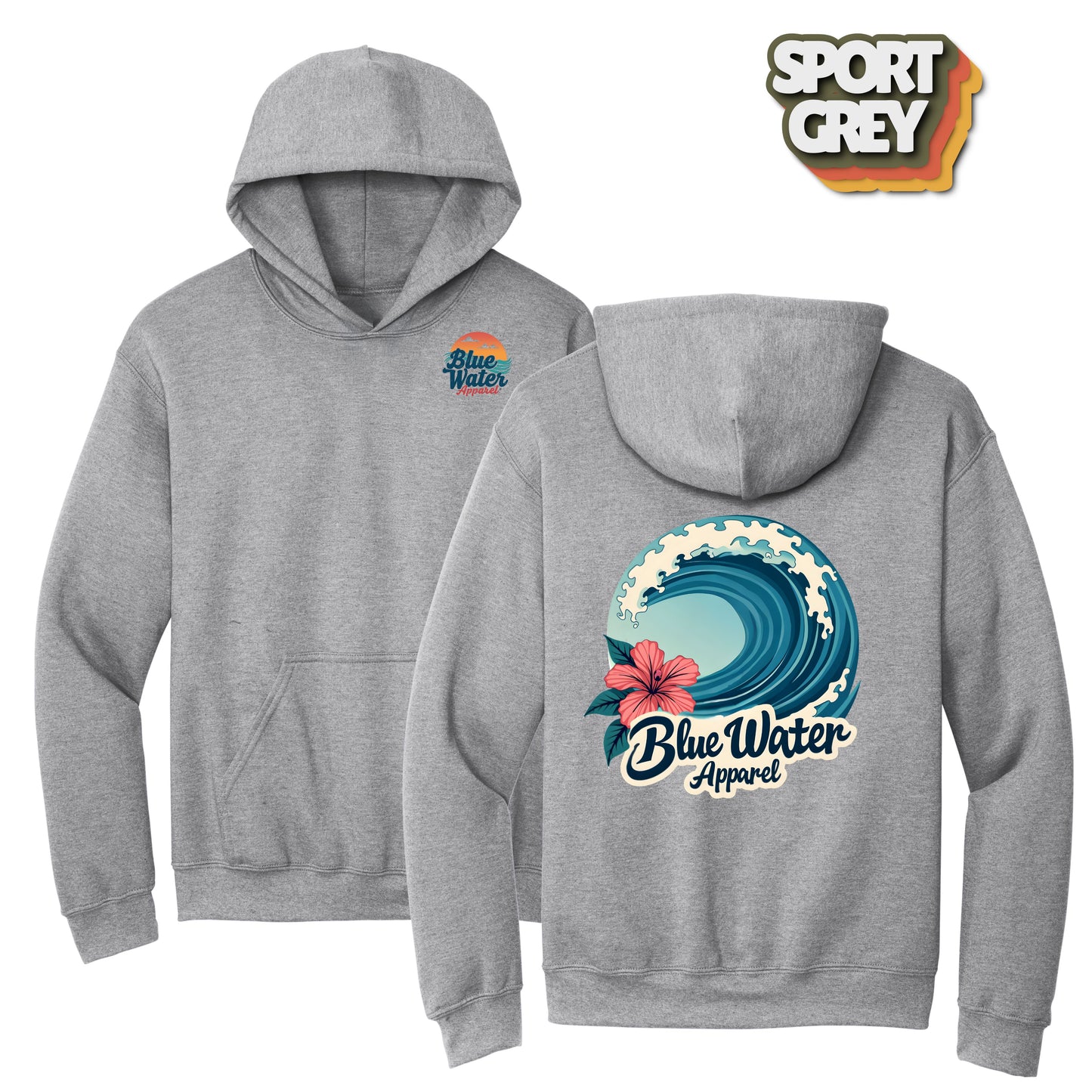 Vintage Graphic Hoodie - Hibiscus Wave by Blue Water Apparel
