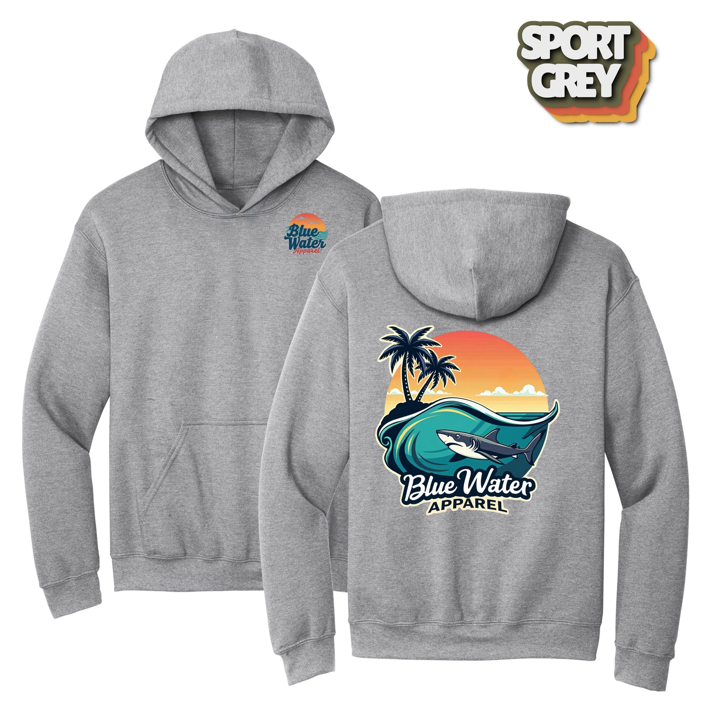 Vintage Graphic Hoodie - Shark Wave by Blue Water Apparel