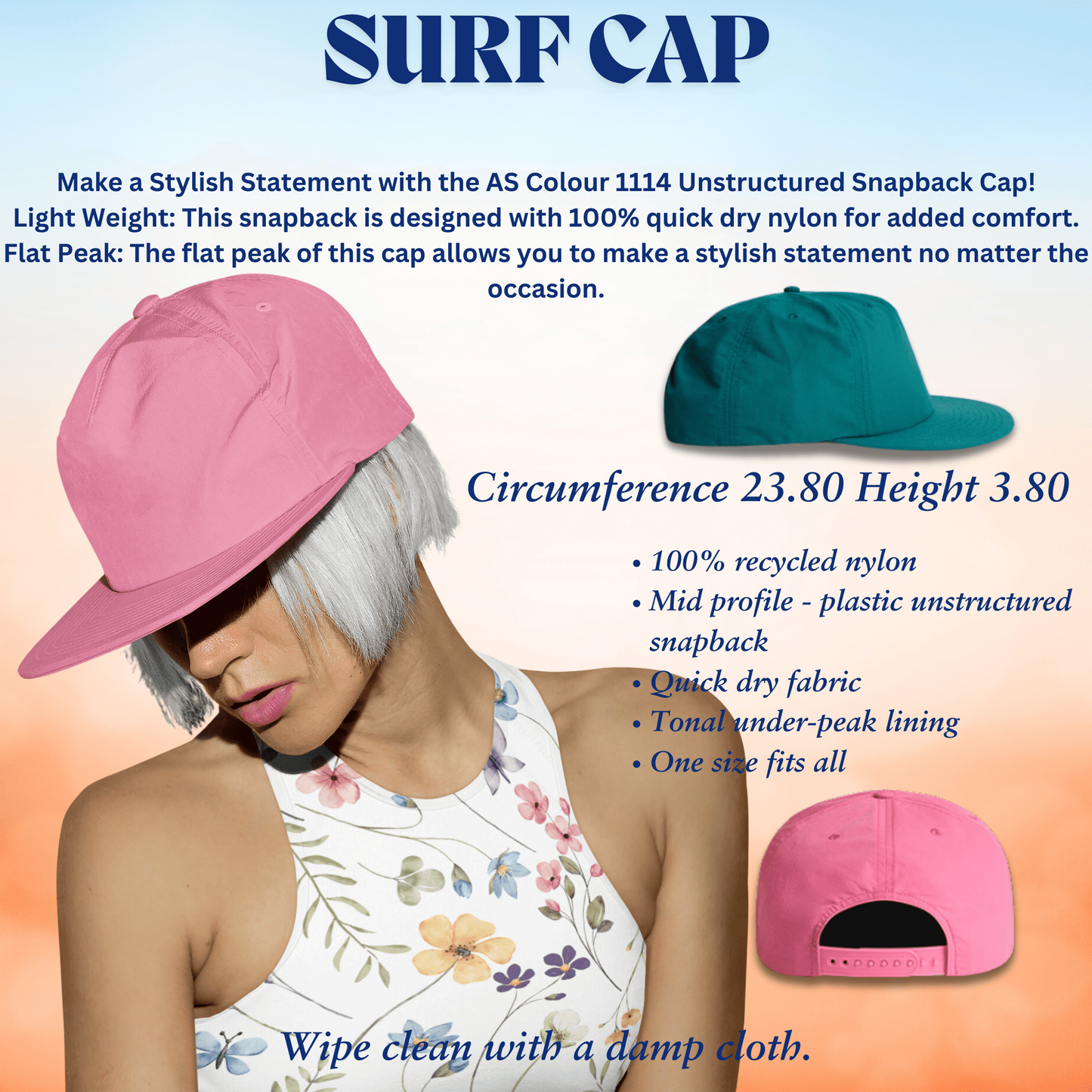 Retro Graphic Surf Cap - Neon Surfer by Blue Water Apparel