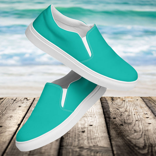 Teal Men’s Slip-On Canvas Shoes to Match Our Retro Collection T-Shirts!