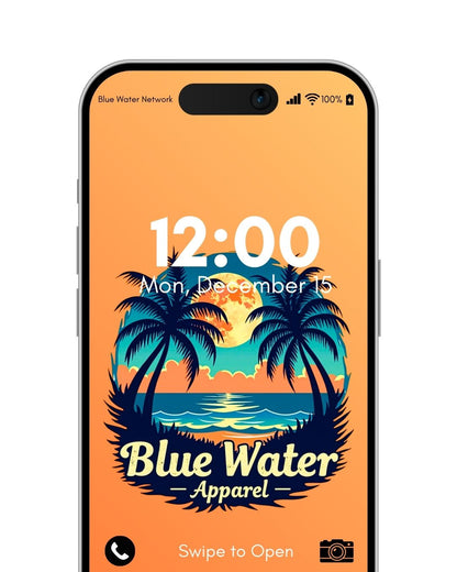 tropical moon orange wallpaper mockup by blue water apparel