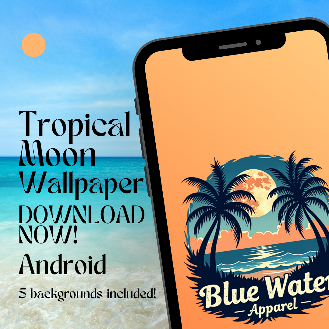 tropical moon android wallpaper mockup with beach background by blue water apparel