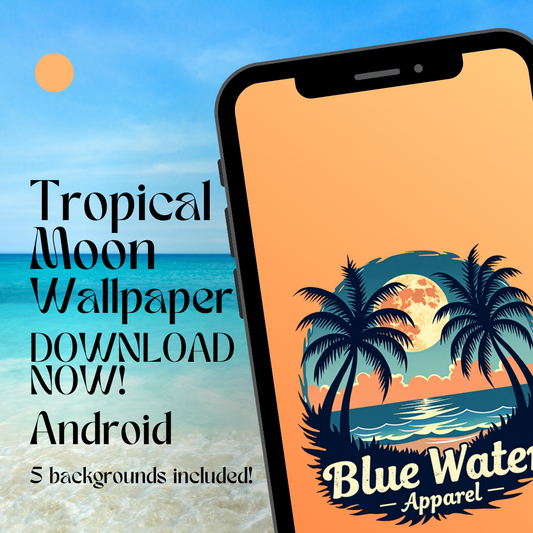 tropical moon android wallpaper mockup with beach background by blue water apparel