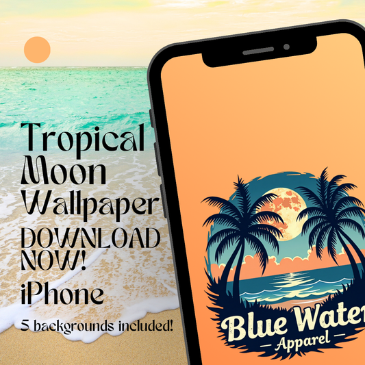 tropical moon iphone wallpaper mockup beach background by blue water apparel