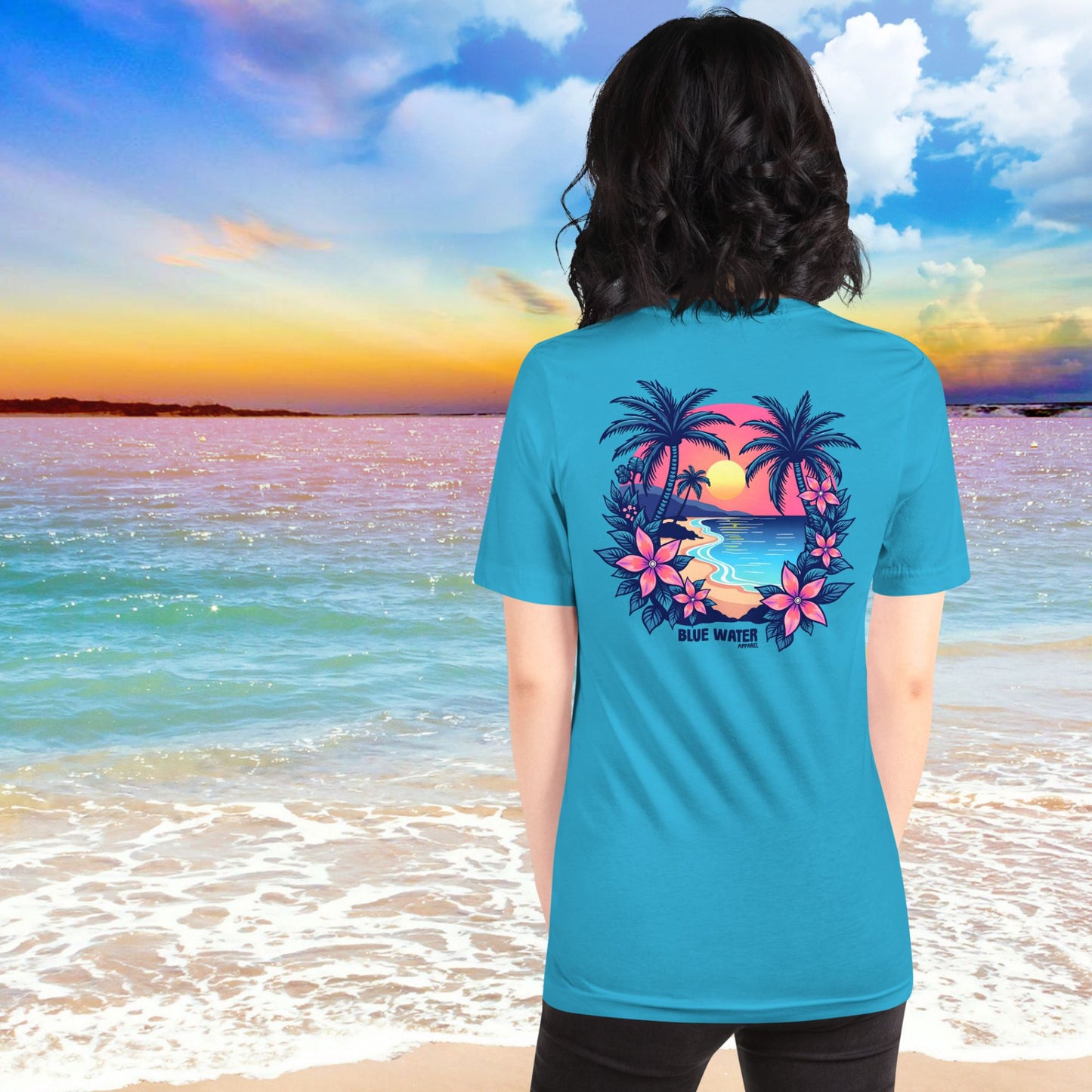 Retro Graphic Tee - Tropical Sunset by Blue Water Apparel