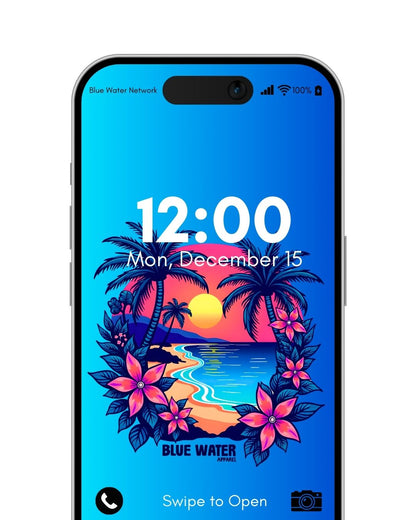 Tropical sunset blue android wallpaper by blue water apparel