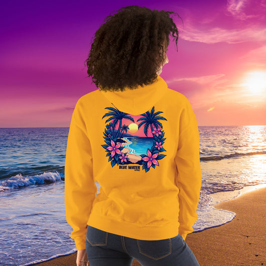 Retro Graphic Hoodie - Tropical Sunset by Blue Water Apparel