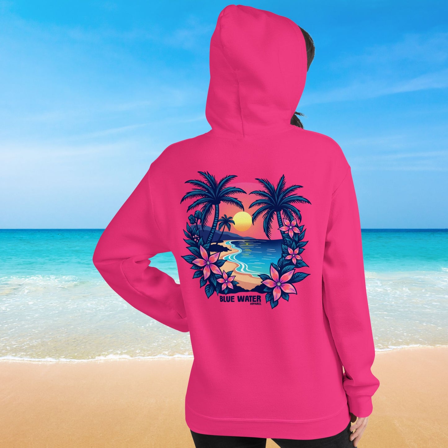 Retro Graphic Hoodie - Tropical Sunset by Blue Water Apparel