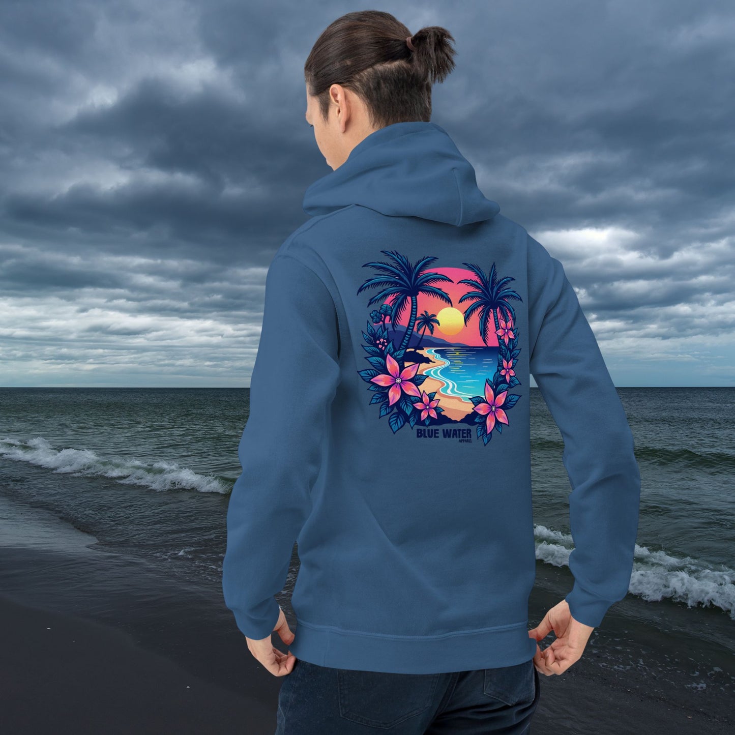 Retro Graphic Hoodie - Tropical Sunset by Blue Water Apparel