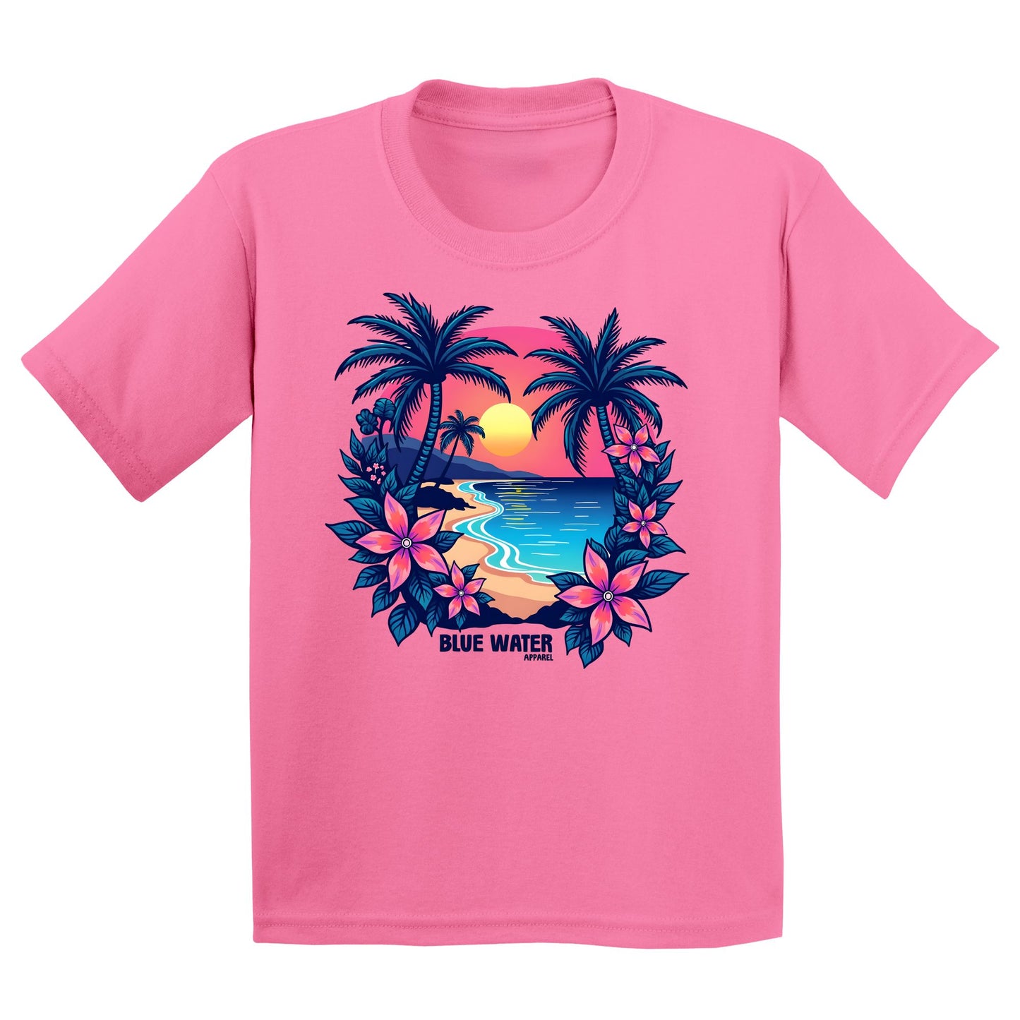 flat lay azalea tropical sunset kids tee by blue water apparel