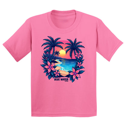 flat lay azalea tropical sunset kids tee by blue water apparel