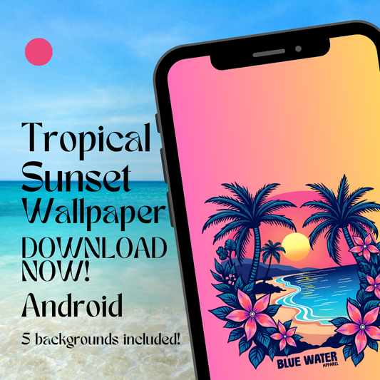 tropical sunset android wallpaper with beach background by blue water apparel
