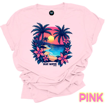 Retro Graphic Tee - Tropical Sunset by Blue Water Apparel