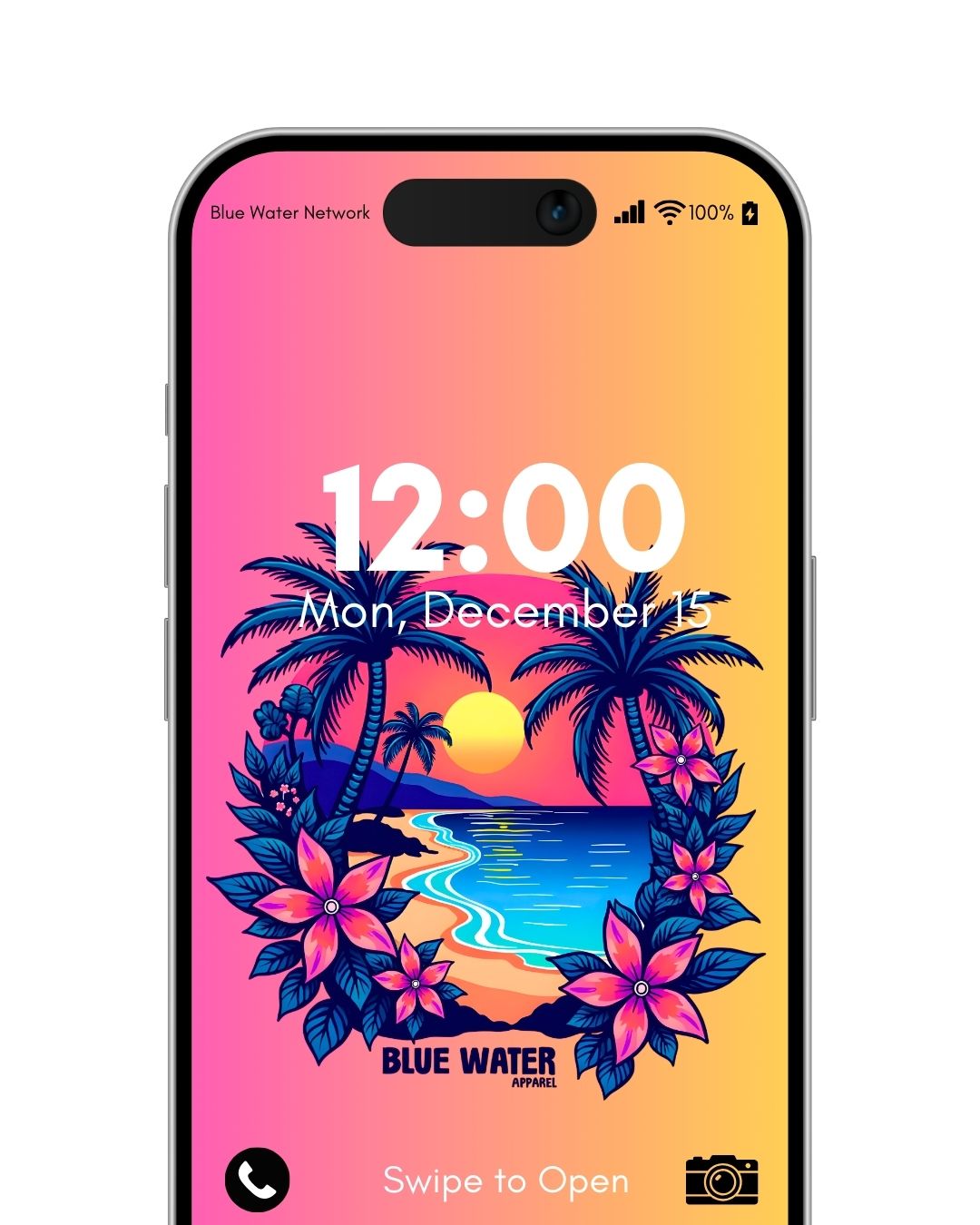 Tropical sunset pink/orange android wallpaper by blue water apparel