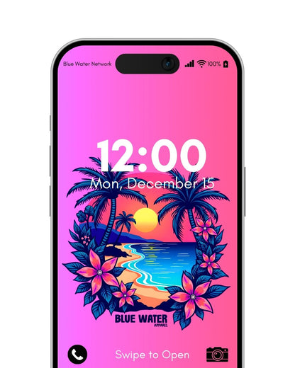 Tropical sunset pink android wallpaper by blue water apparel