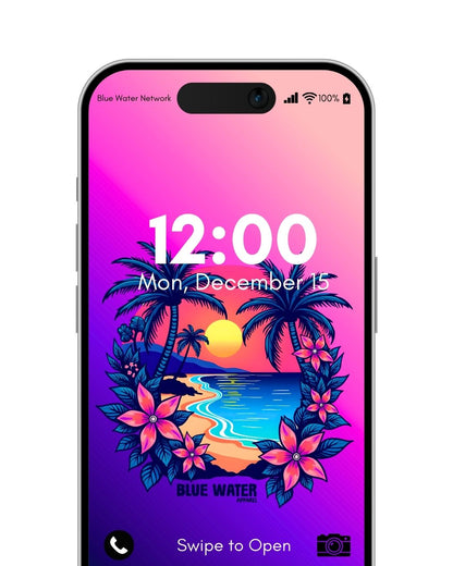 Tropical sunset purple android wallpaper by blue water apparel