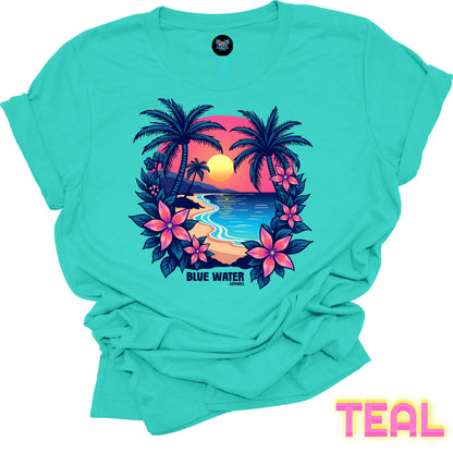 Retro Graphic Tee - Tropical Sunset by Blue Water Apparel