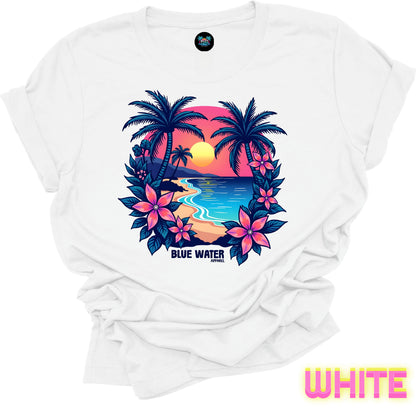 Retro Graphic Tee - Tropical Sunset by Blue Water Apparel
