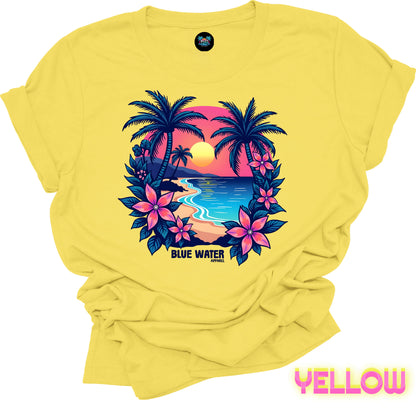 Retro Graphic Tee - Tropical Sunset by Blue Water Apparel