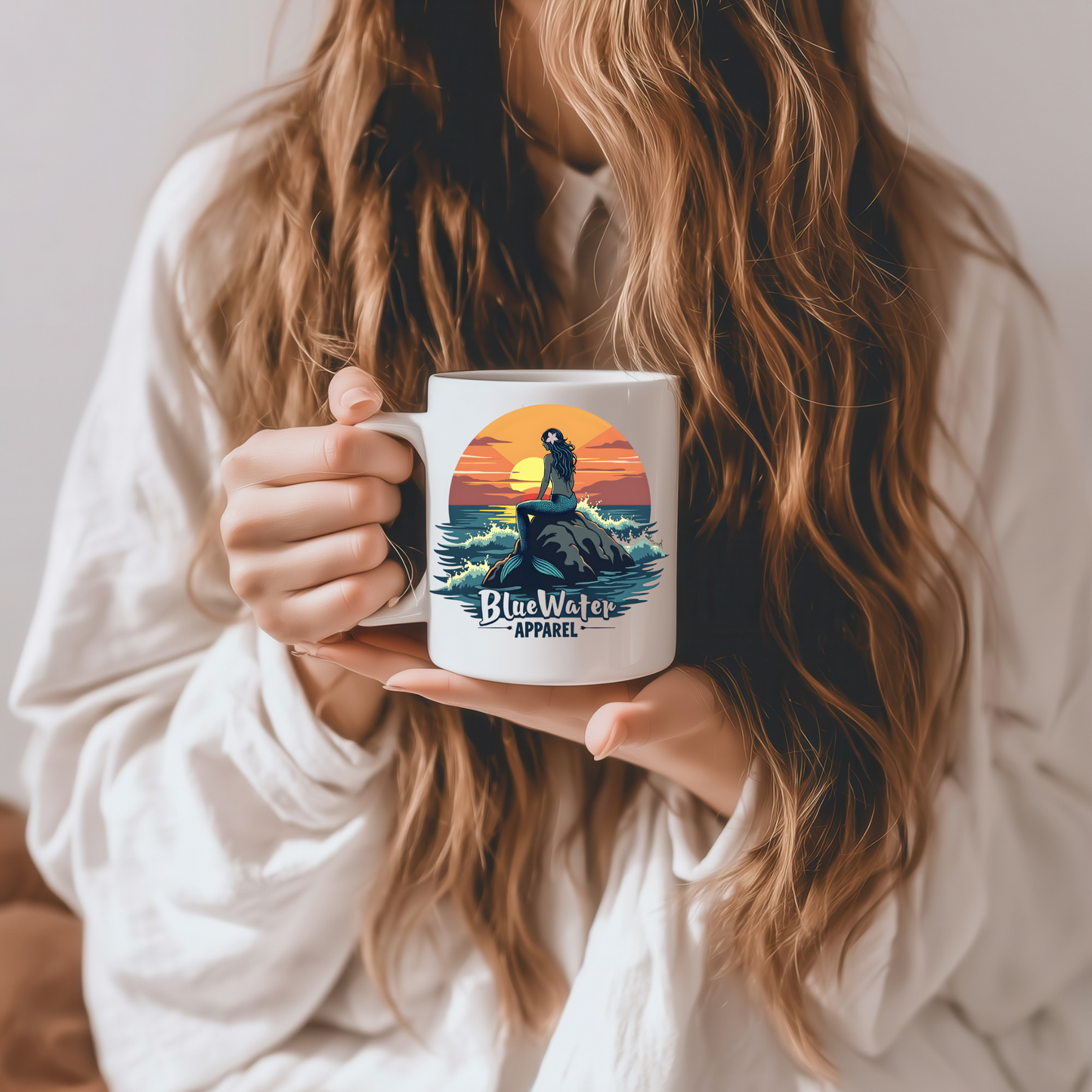 Retro Graphic Ceramic Mug - Mermaid Sunset by Blue Water Apparel