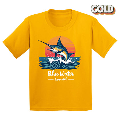 vintage marlin tee in gold by blue water apparel