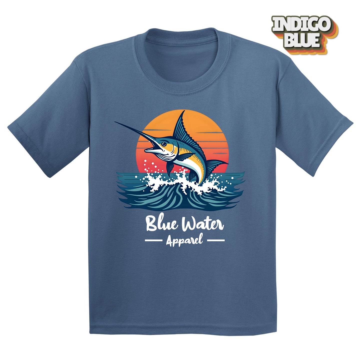 vintage marlin tee in indigo blue by blue water apparel