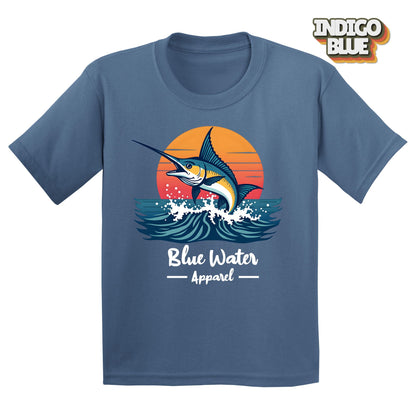 vintage marlin tee in indigo blue by blue water apparel