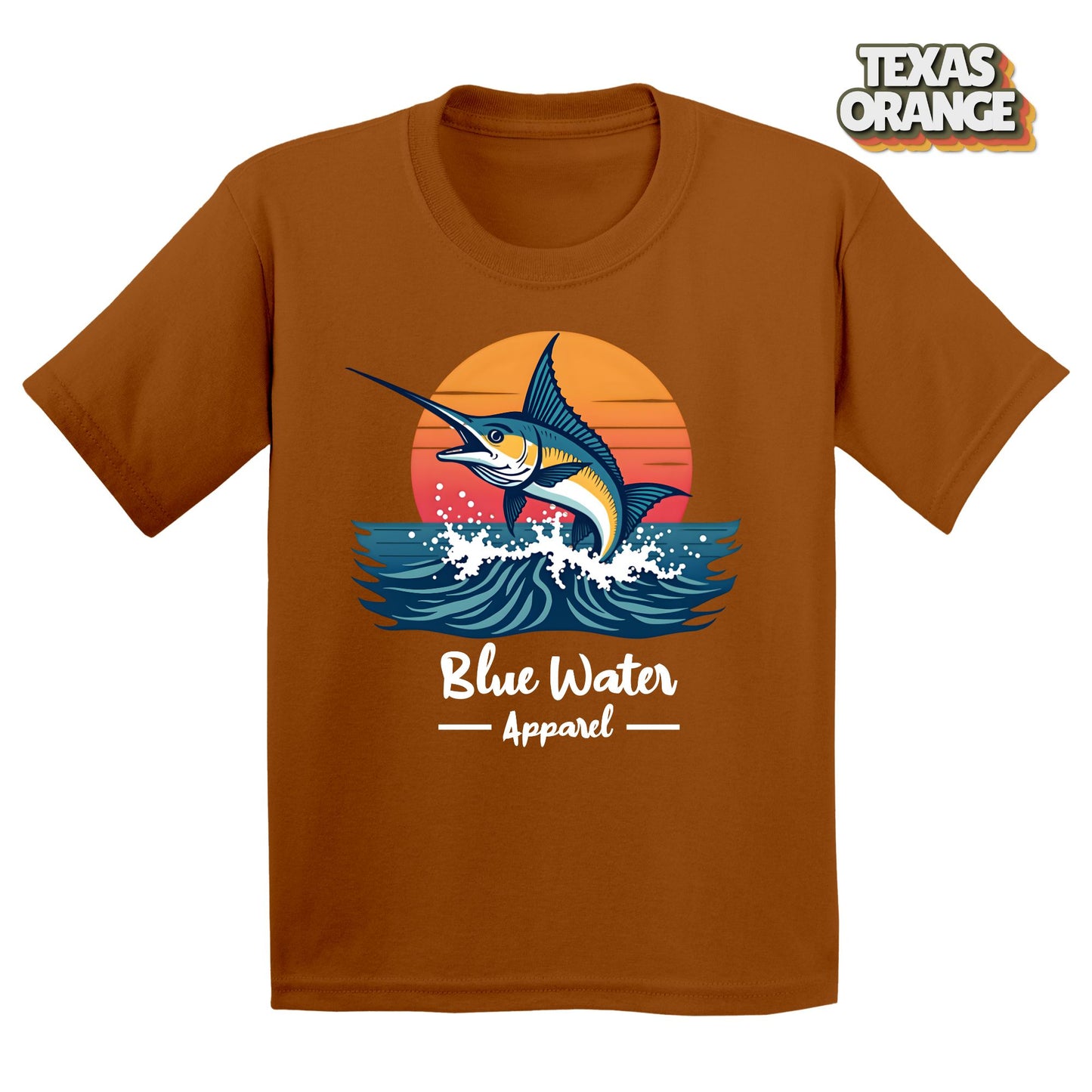 vintage marlin tee in texas orange by blue water apparel