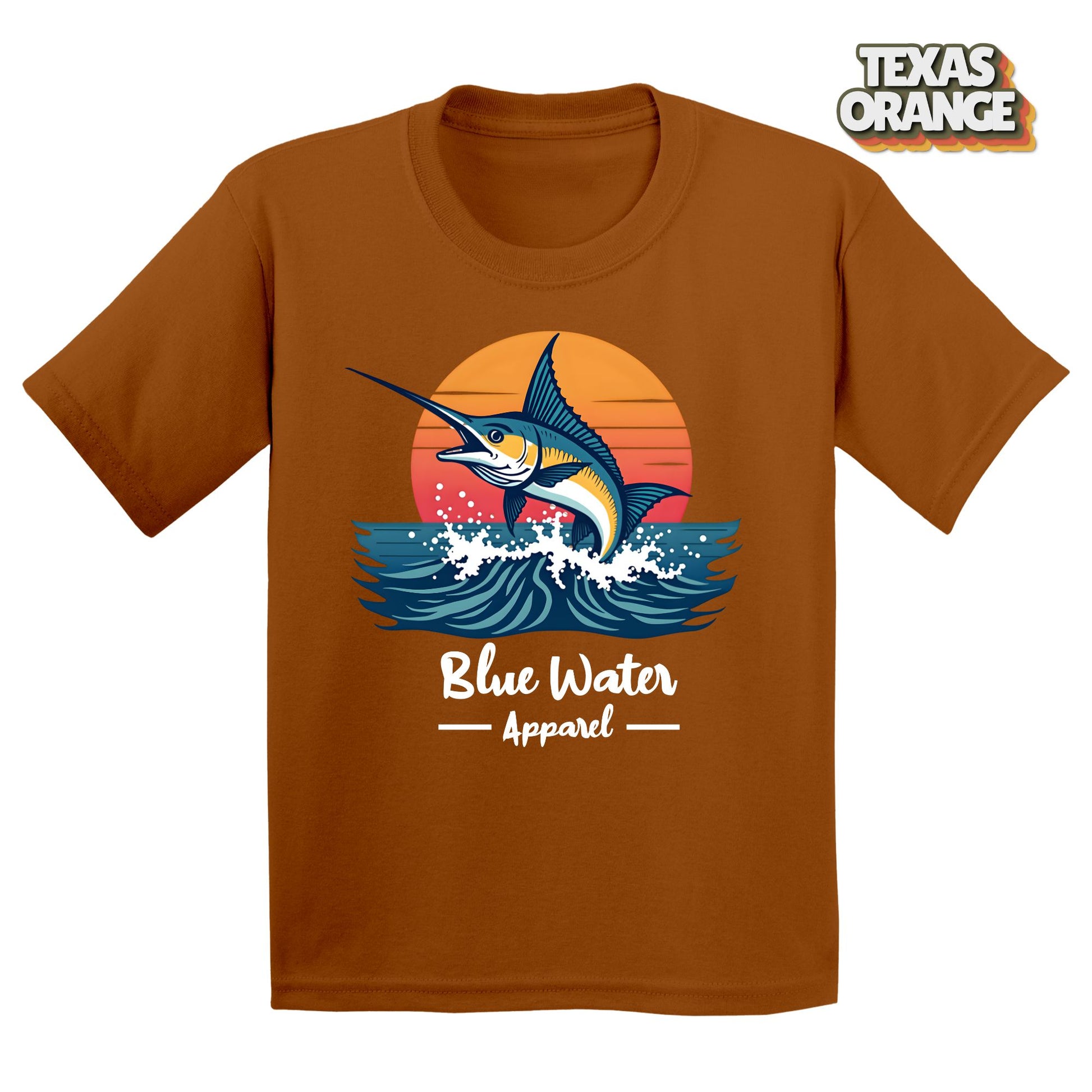 vintage marlin tee in texas orange by blue water apparel