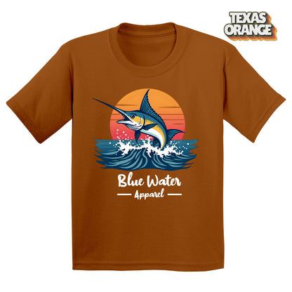 vintage marlin tee in texas orange by blue water apparel