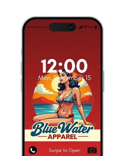 vintage pin-up red mockup by blue water apparel