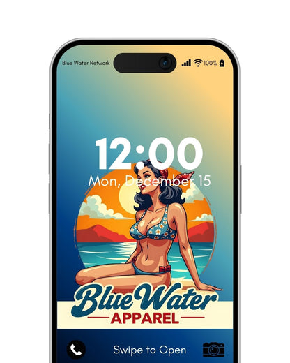 vintage pin-up blue yellow mockup by blue water apparel