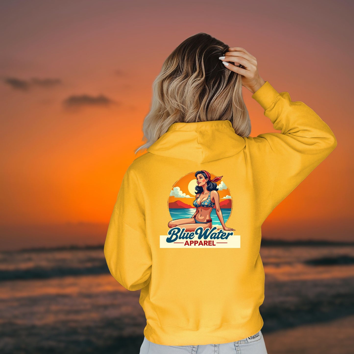 Vintage Graphic Hoodie - Vintage Pin-Up by Blue Water Apparel