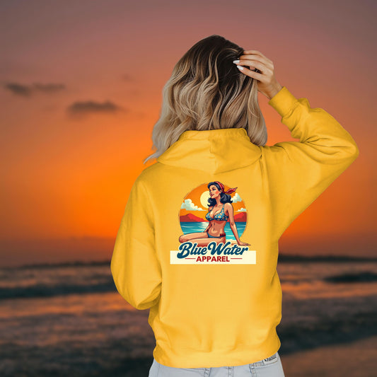 Vintage Graphic Hoodie - Vintage Pin-Up by Blue Water Apparel