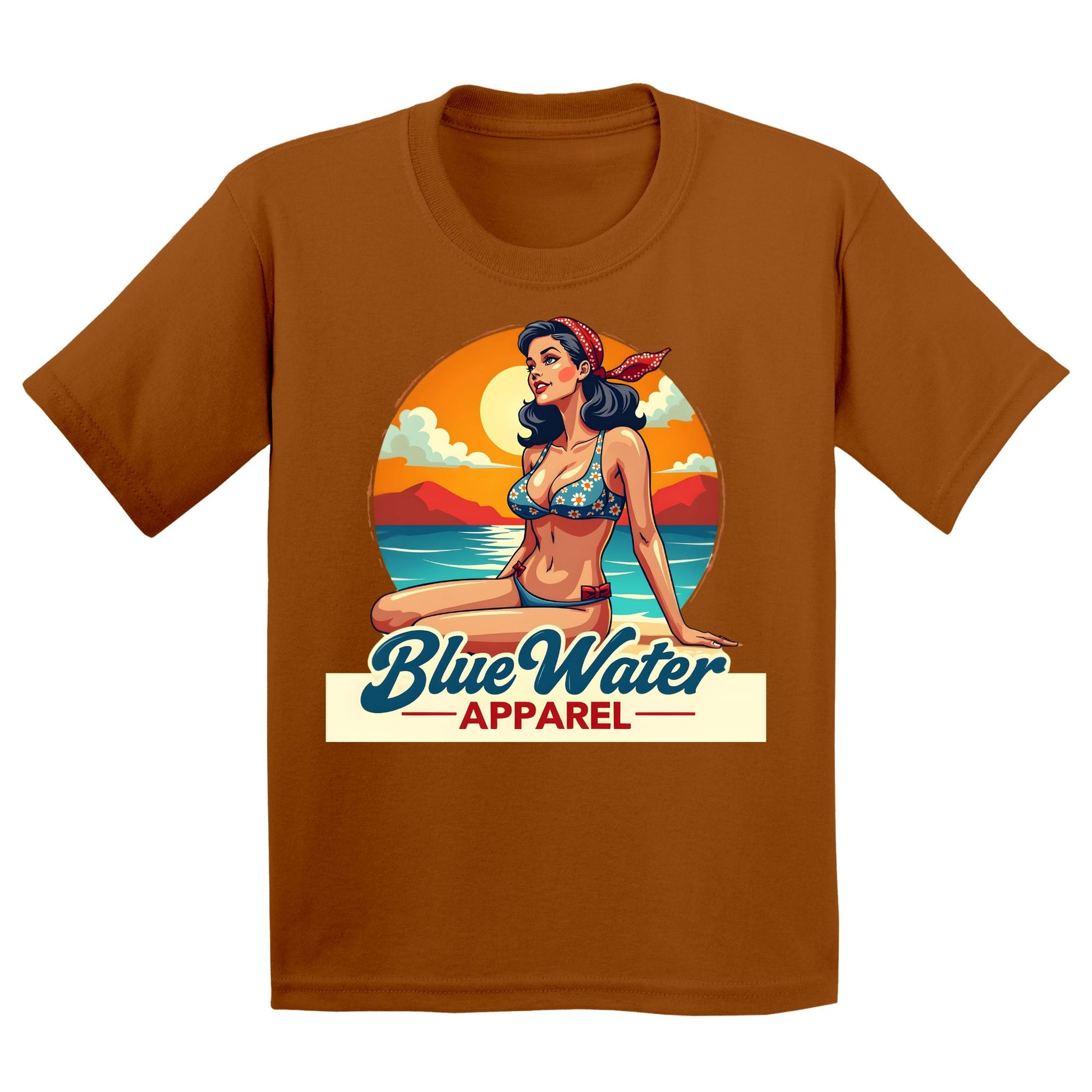 flat lay texas orange vintage pin up kids tee by blue water apparel