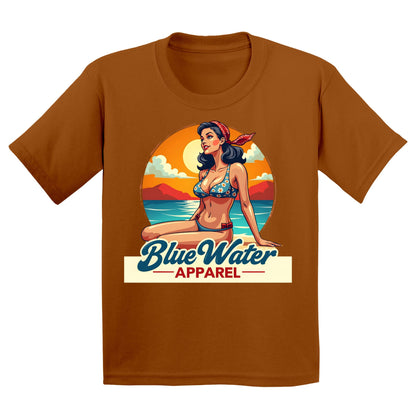 flat lay texas orange vintage pin up kids tee by blue water apparel