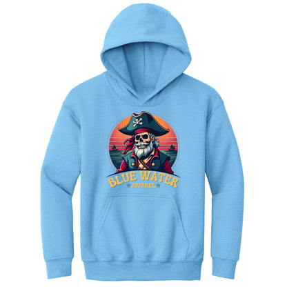 flat lay carolina blue vintage pirate kids hoodie by blue water apparel