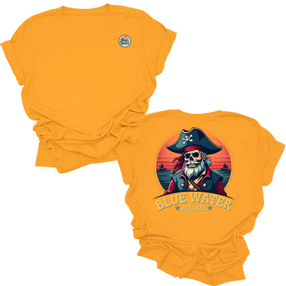 flat lay gold vintage pirate up tee by blue water apparel