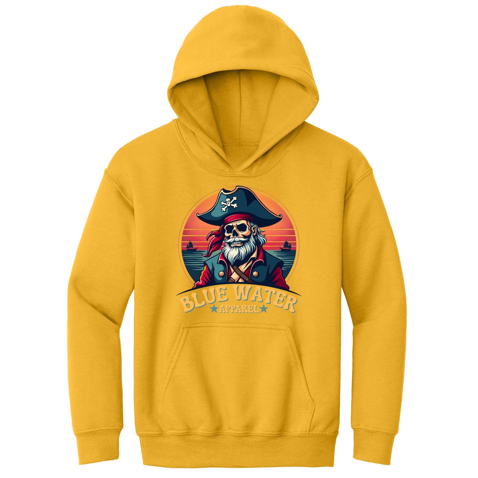 flat lay gold vintage pirate kids hoodie by blue water apparel