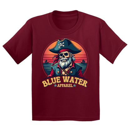 flat lay cardinal red vintage pirate kids tee by blue water apparel