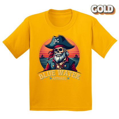 Flat Lay of Vintage Pirate Gold tee by Blue Water Apparel