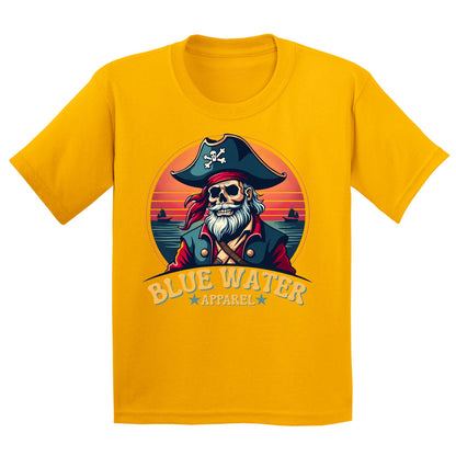 flat lay gold vintage pirate kids tee by blue water apparel