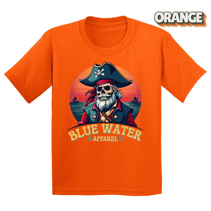 Flat Lay of Vintage Pirate Orange tee by Blue Water Apparel